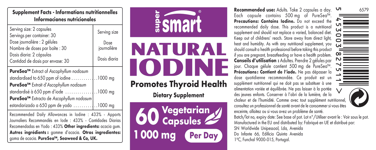 Natural Iodine Supplément Conçu pour Favoriser la Santé de la Thyroïde