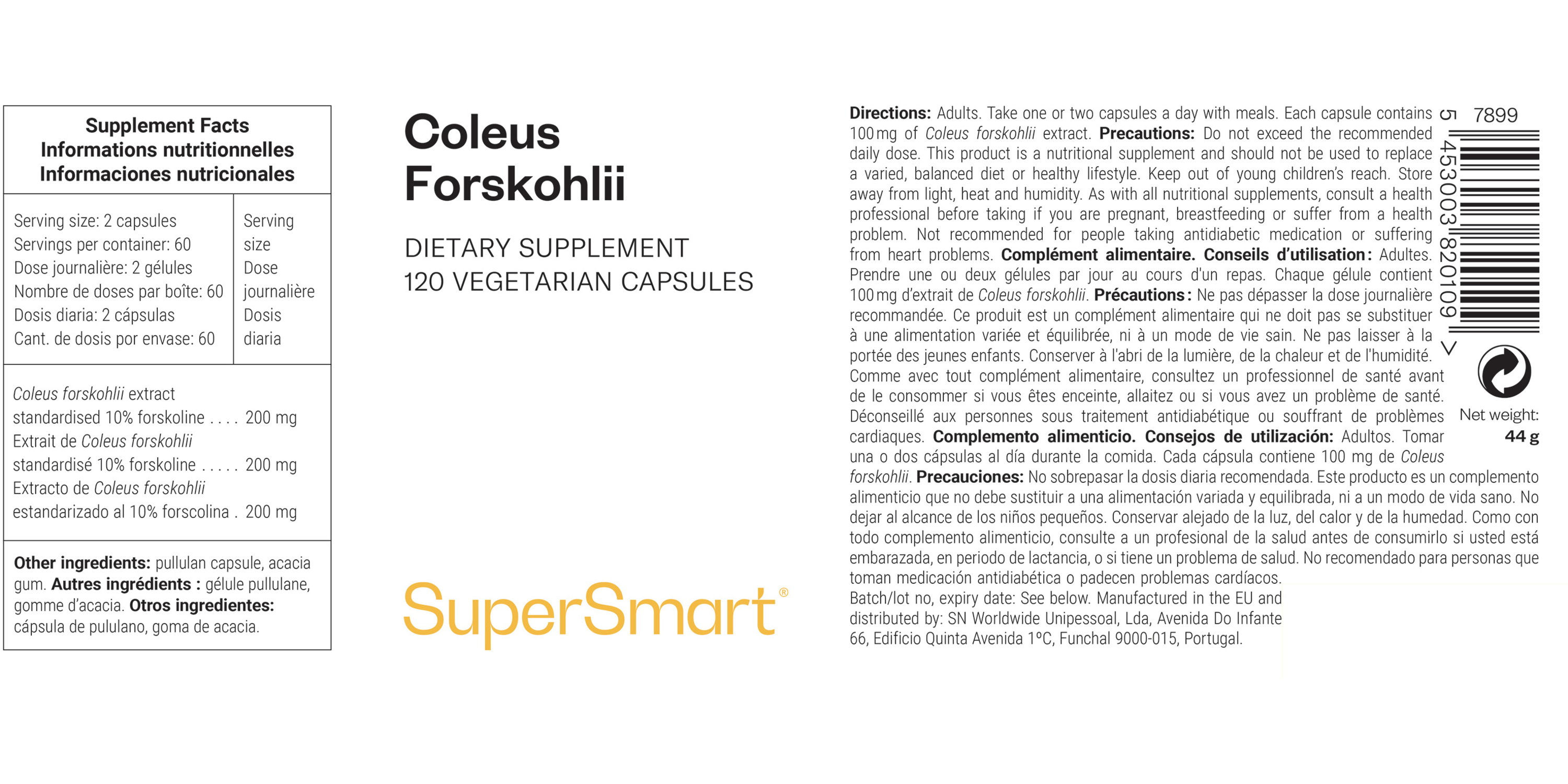 Complément alimentaire de Coleus forskohlii
