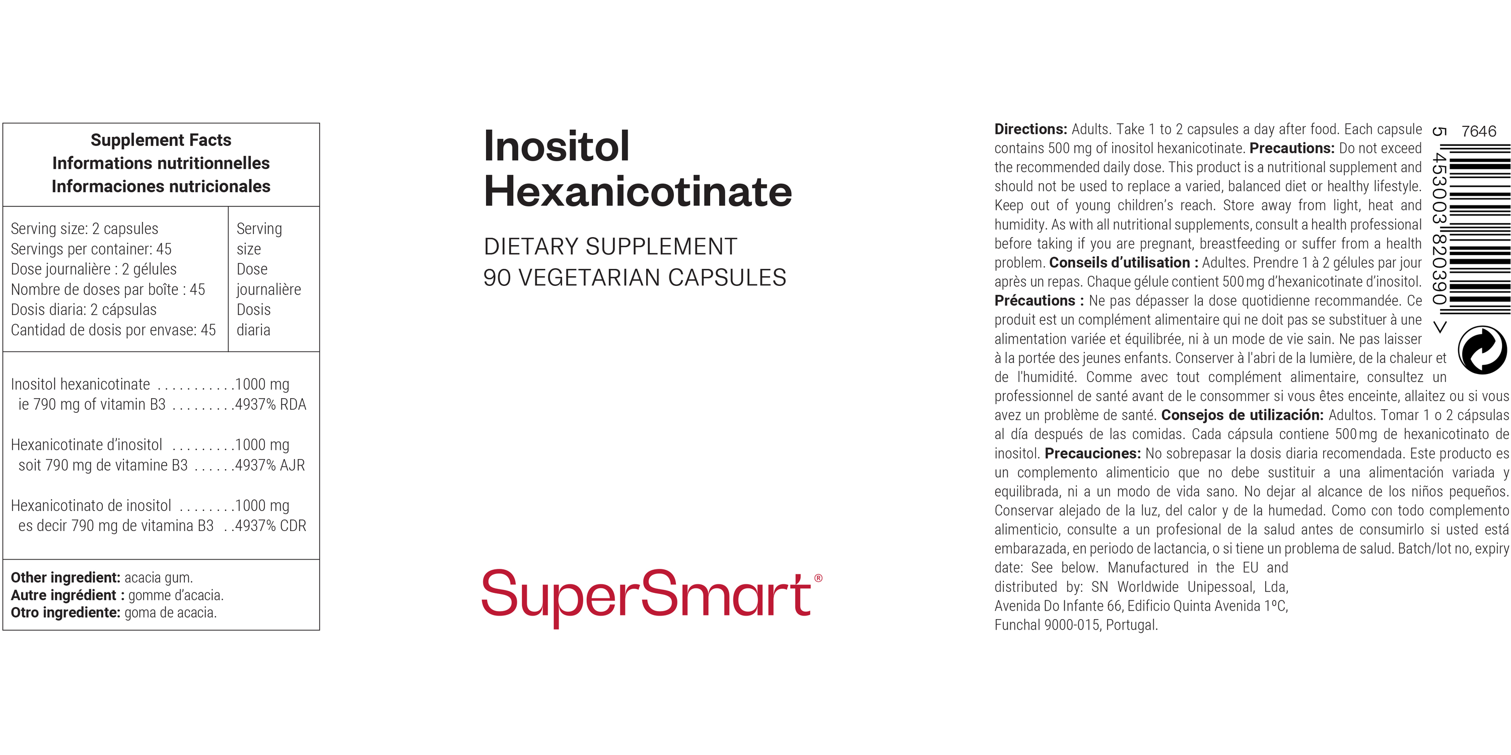 Complément alimentaire d'hexanicotinate d'inositol