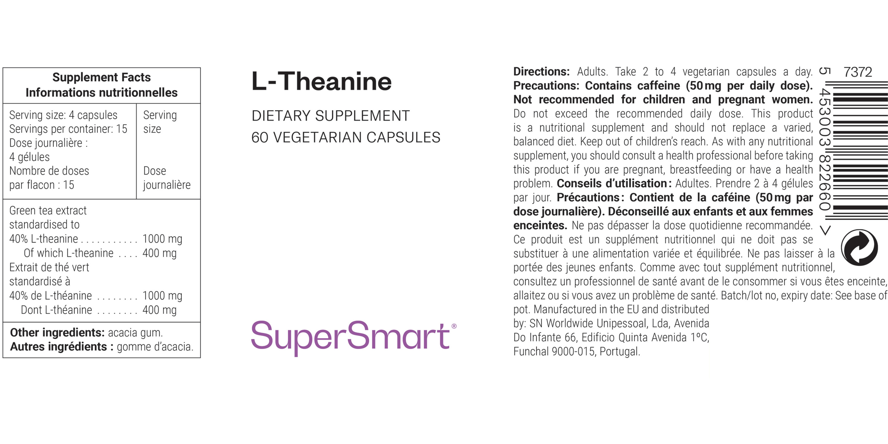 Complément alimentaire de l-théanine du thé vert