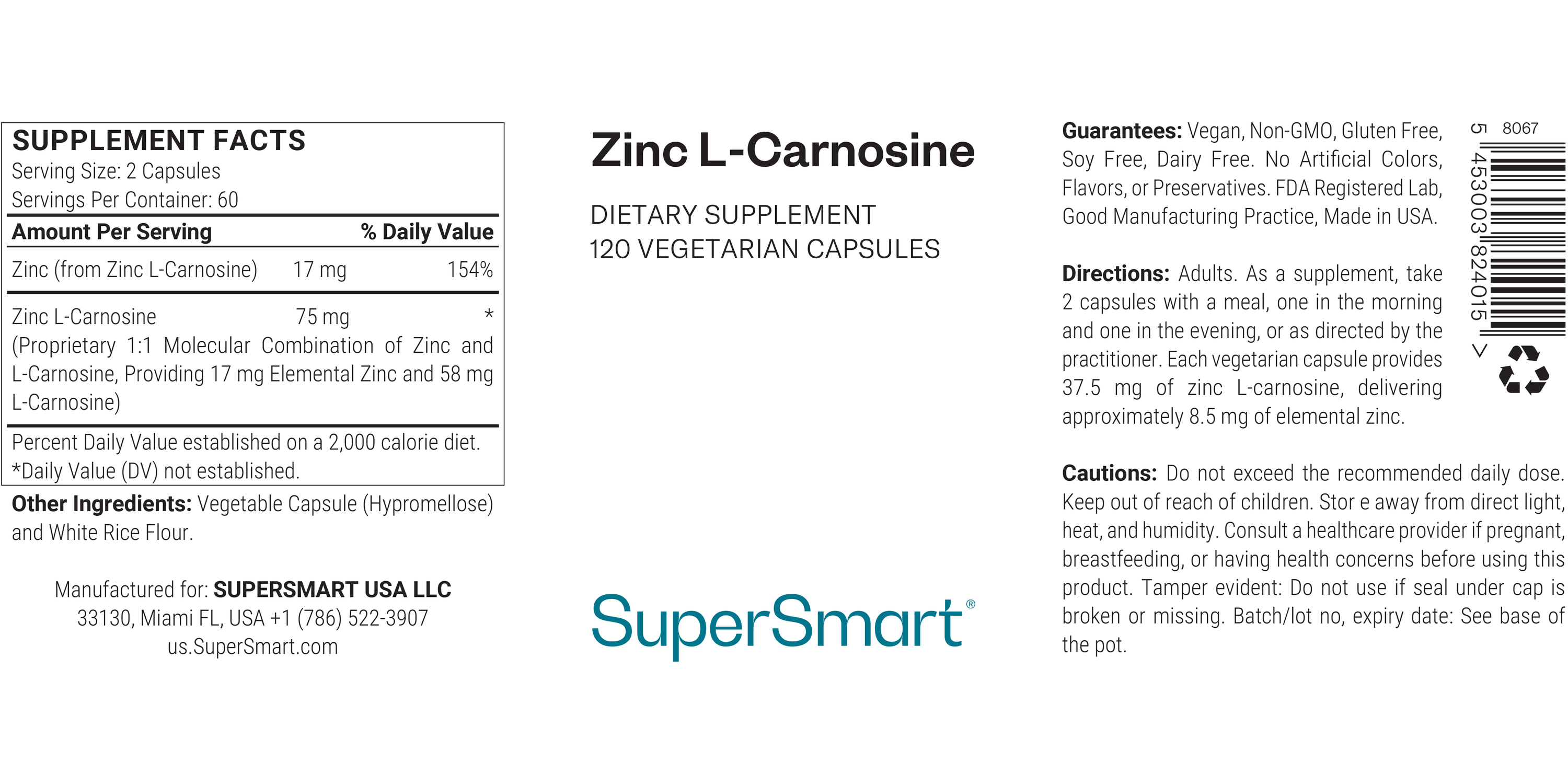 Suplemento Zinc L-Carnosine
