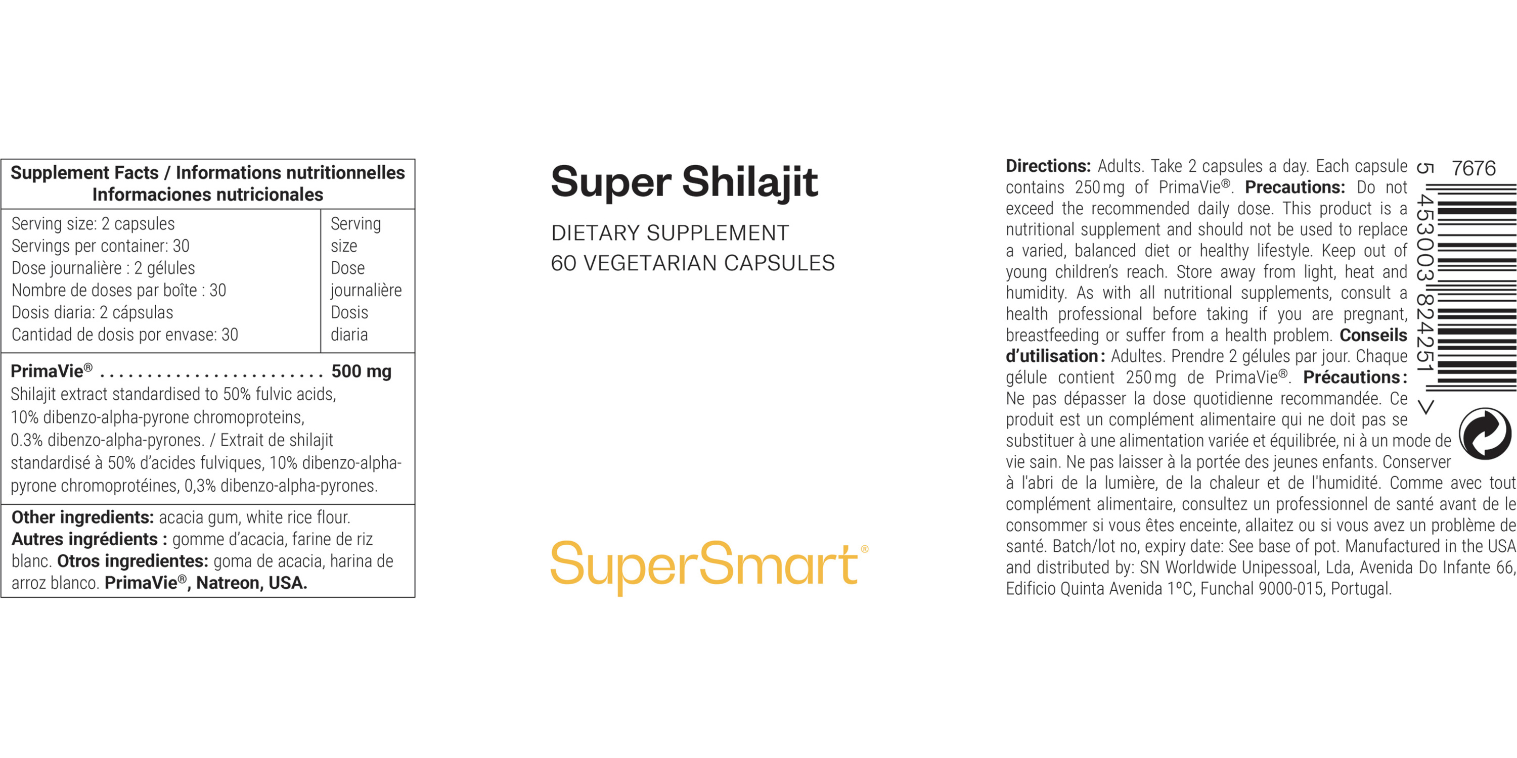 Complément alimentaire tonifiant de shilajit