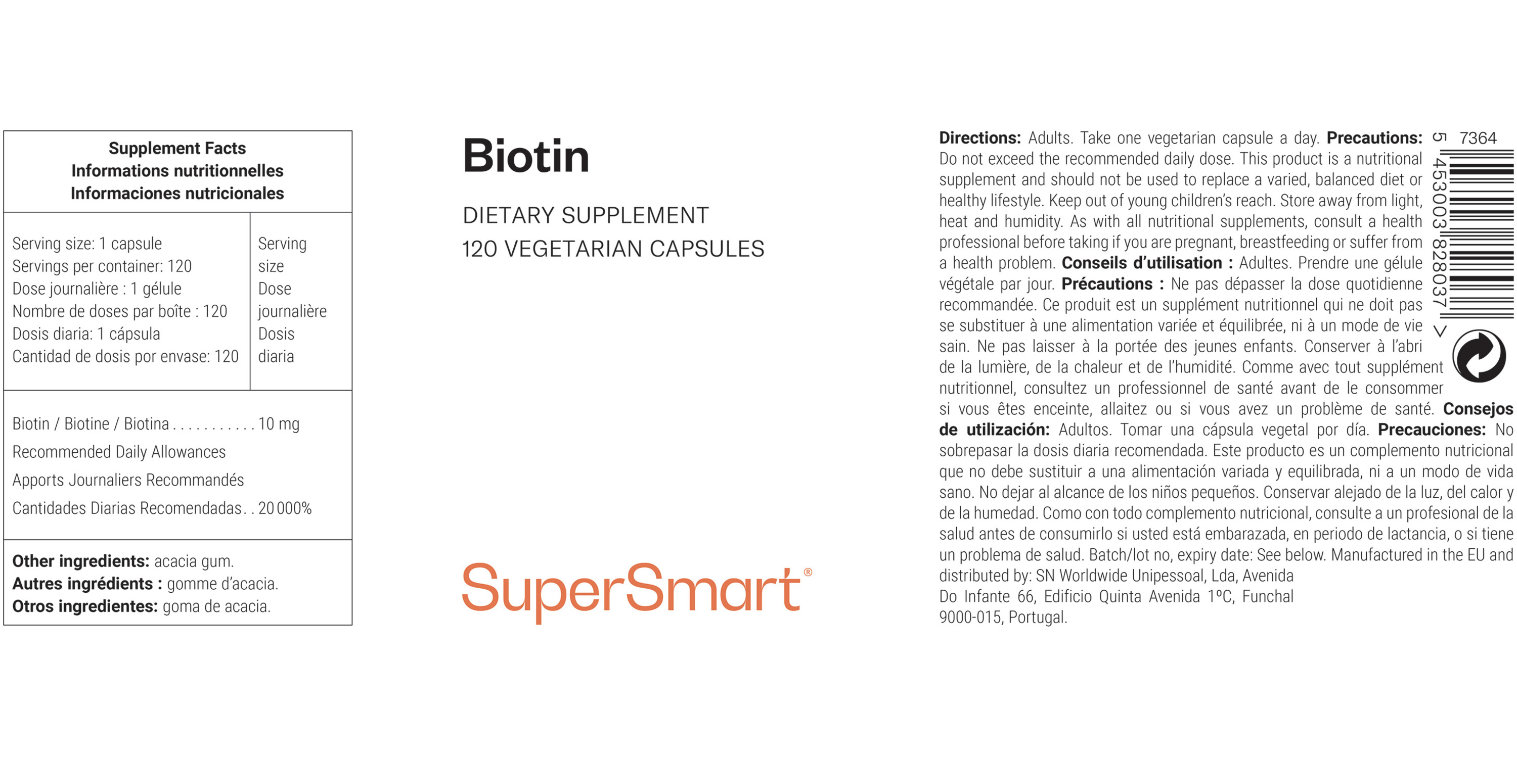 Biotin or vitamin B7 supplement pot