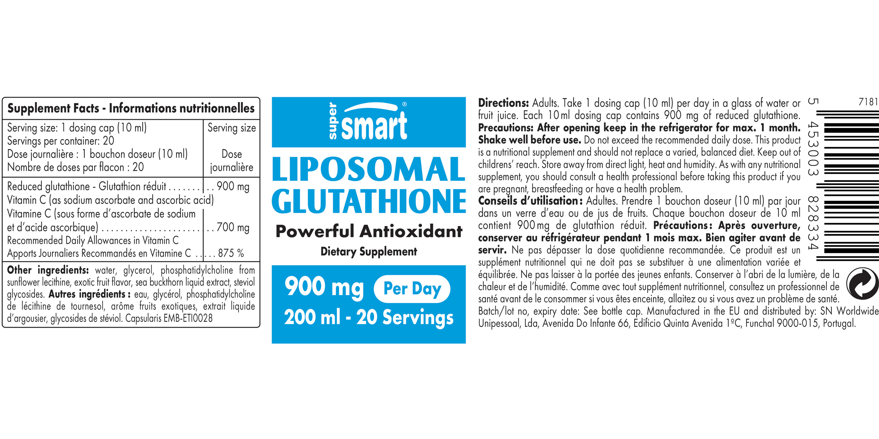 Complément de glutathion liposomal liquide