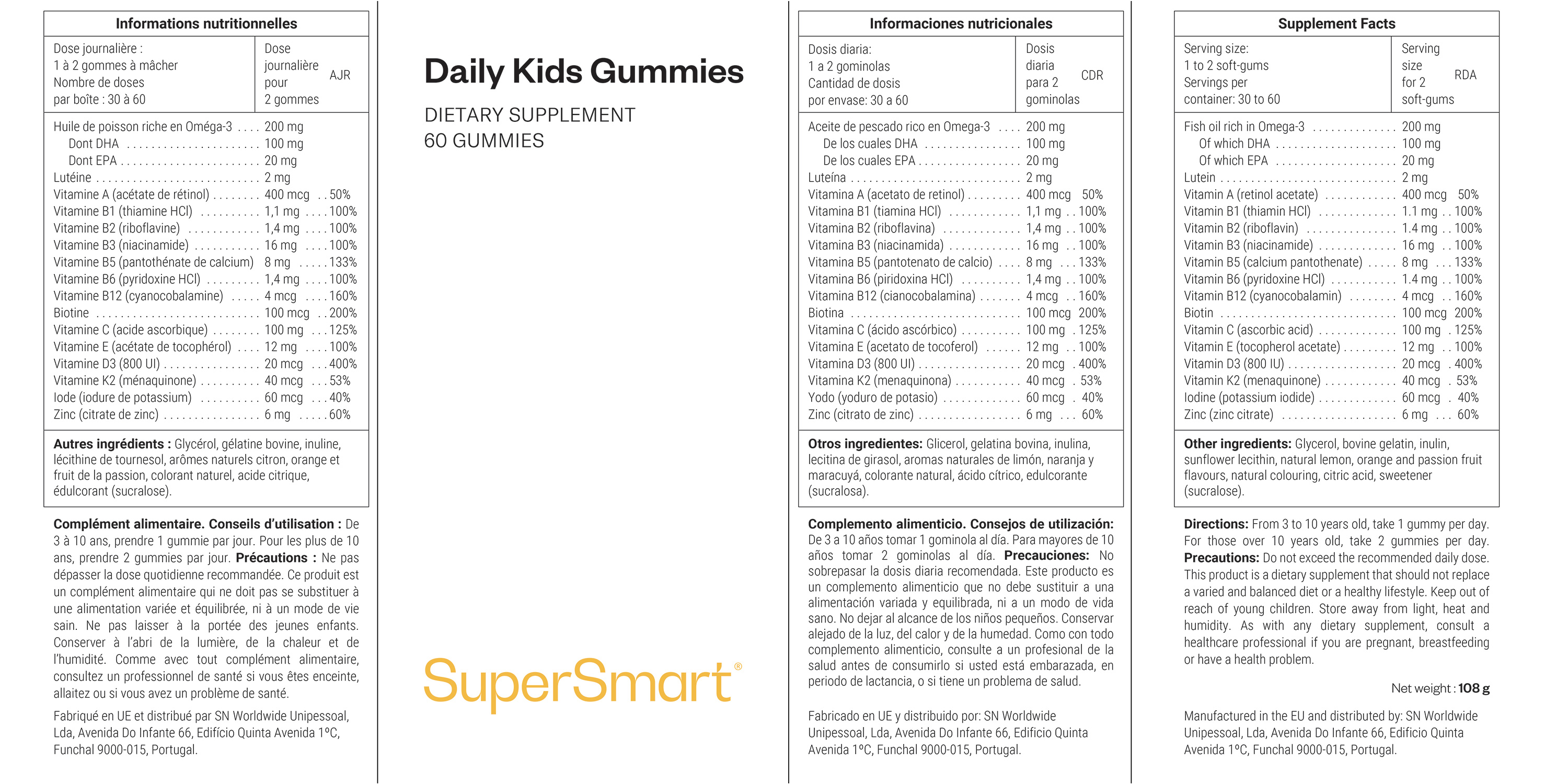 Gummies (gommes) pour le bien-être et l’immunité des enfants*