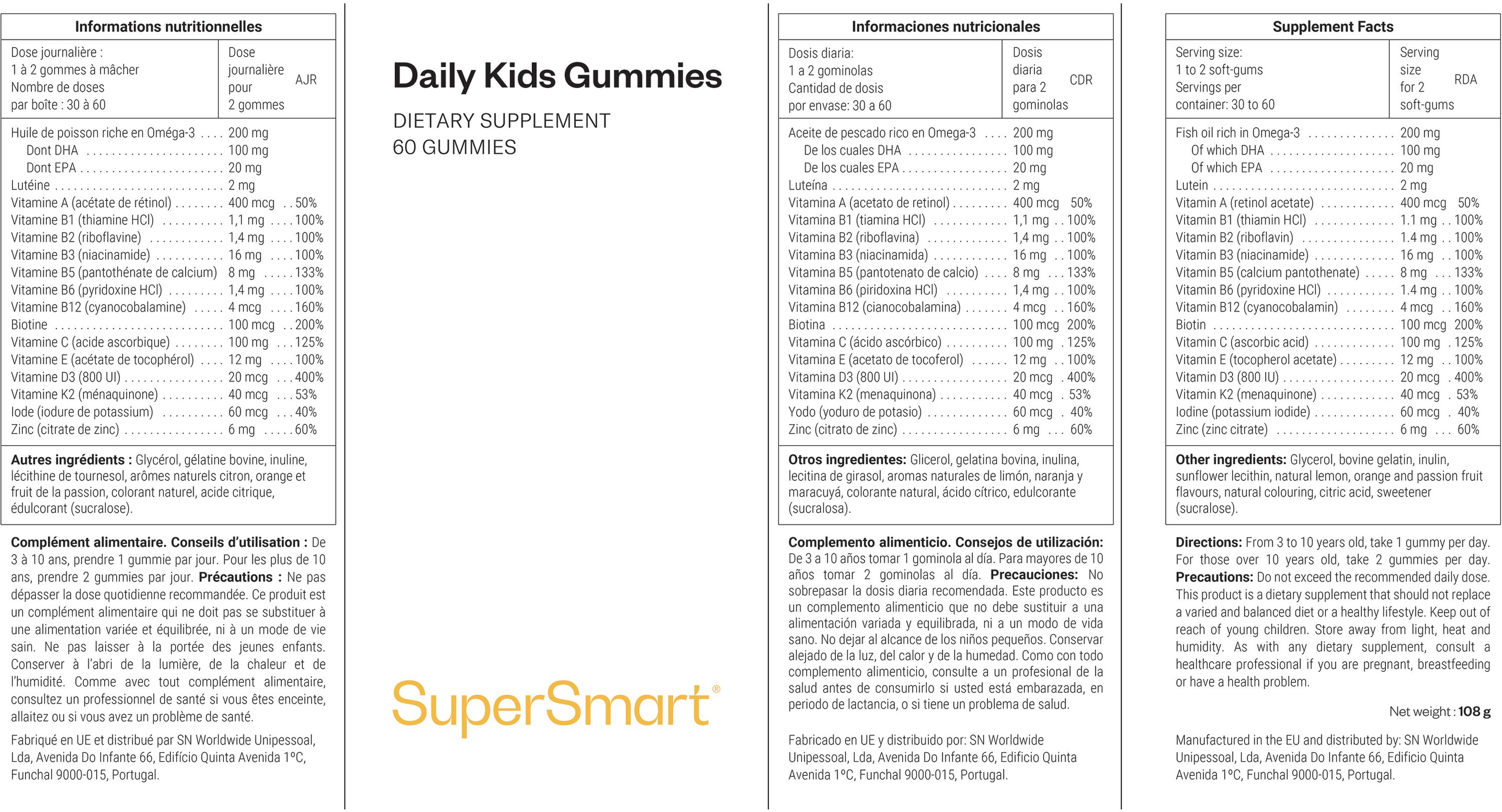 Gummies (gommes) pour le bien-être et l’immunité des enfants*
