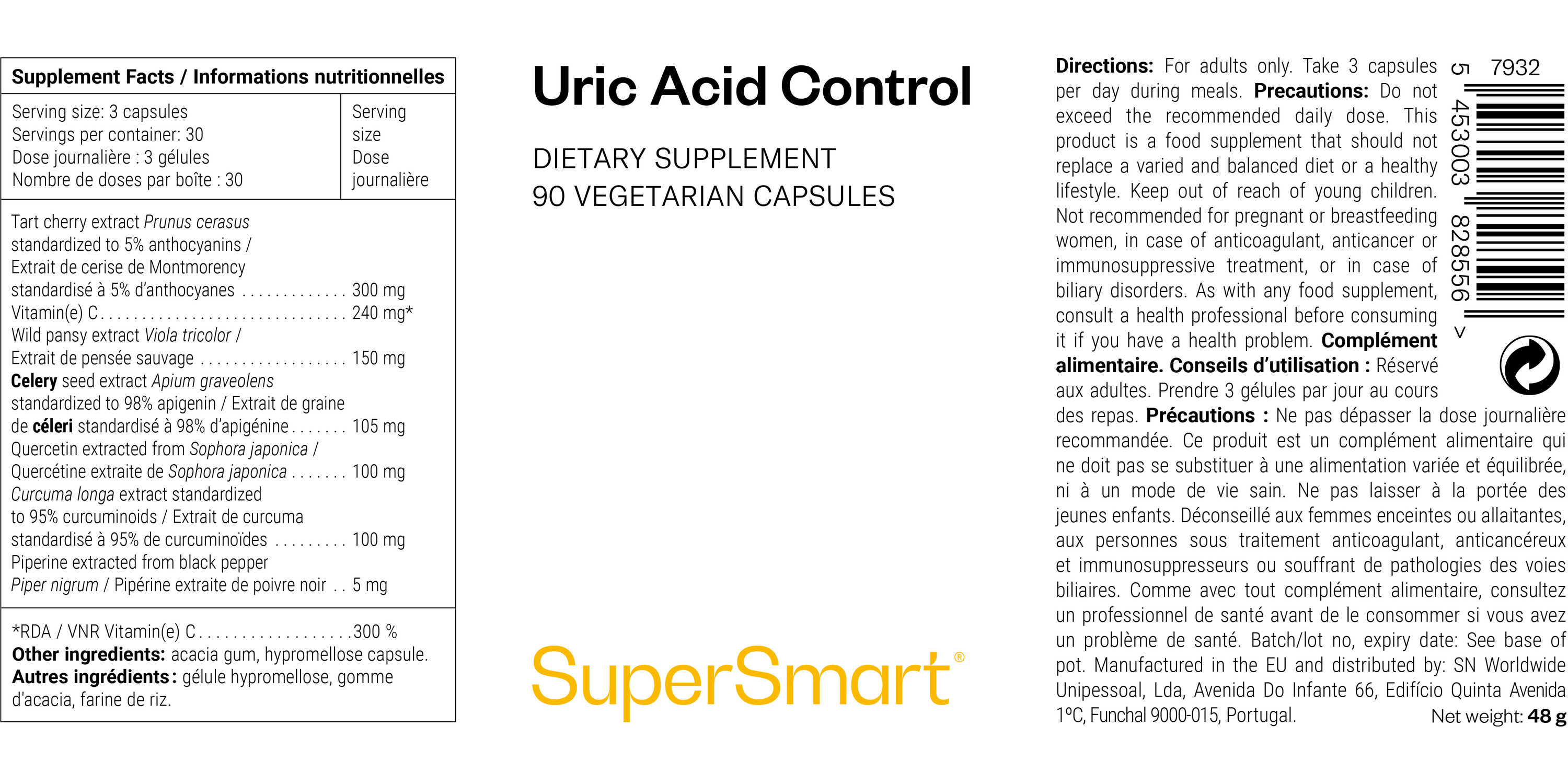 Complément alimentaire pour aider à baisser l''acide urique.*
