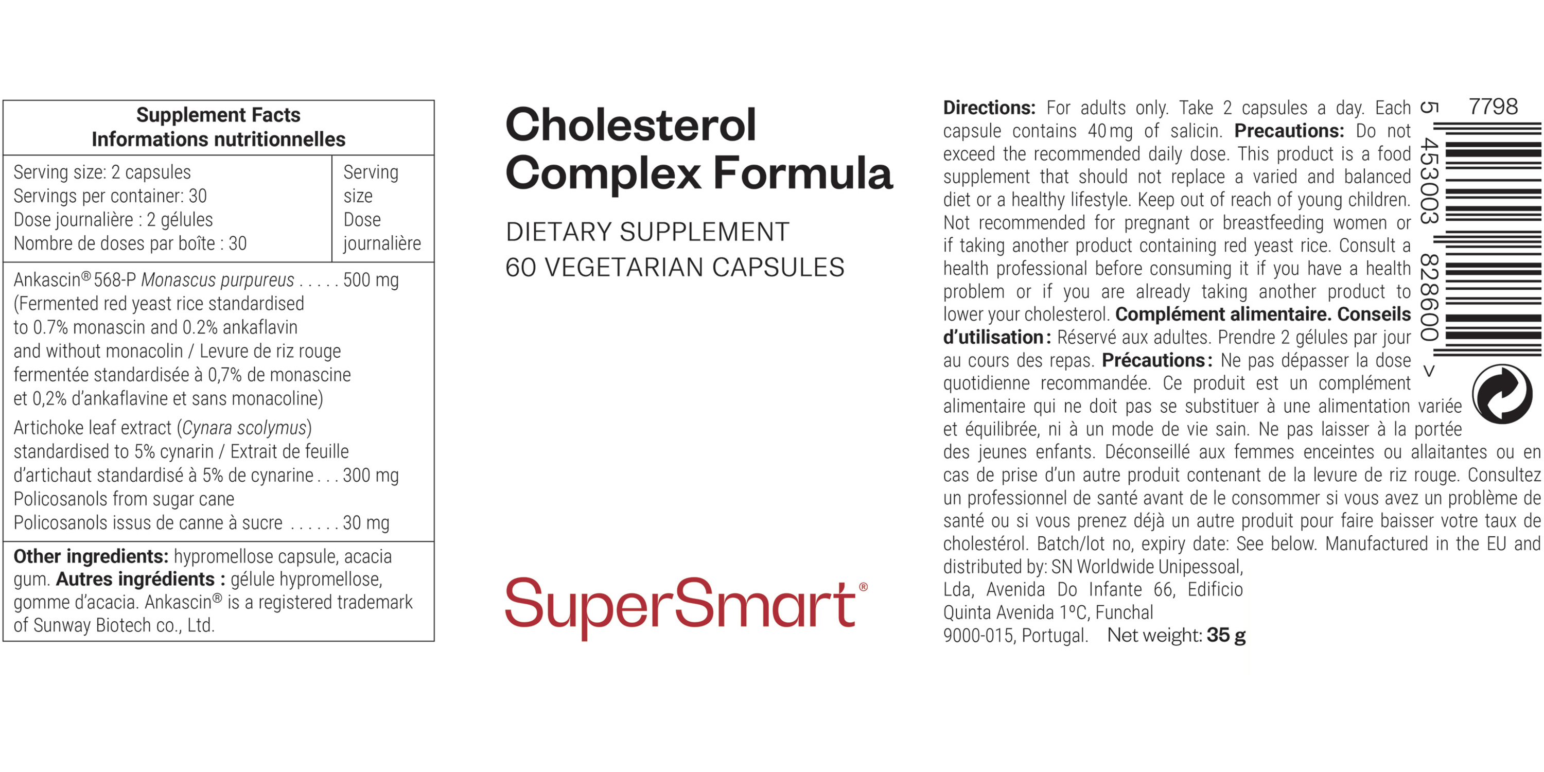 Suplemento dietético para niveles saludables de colesterol