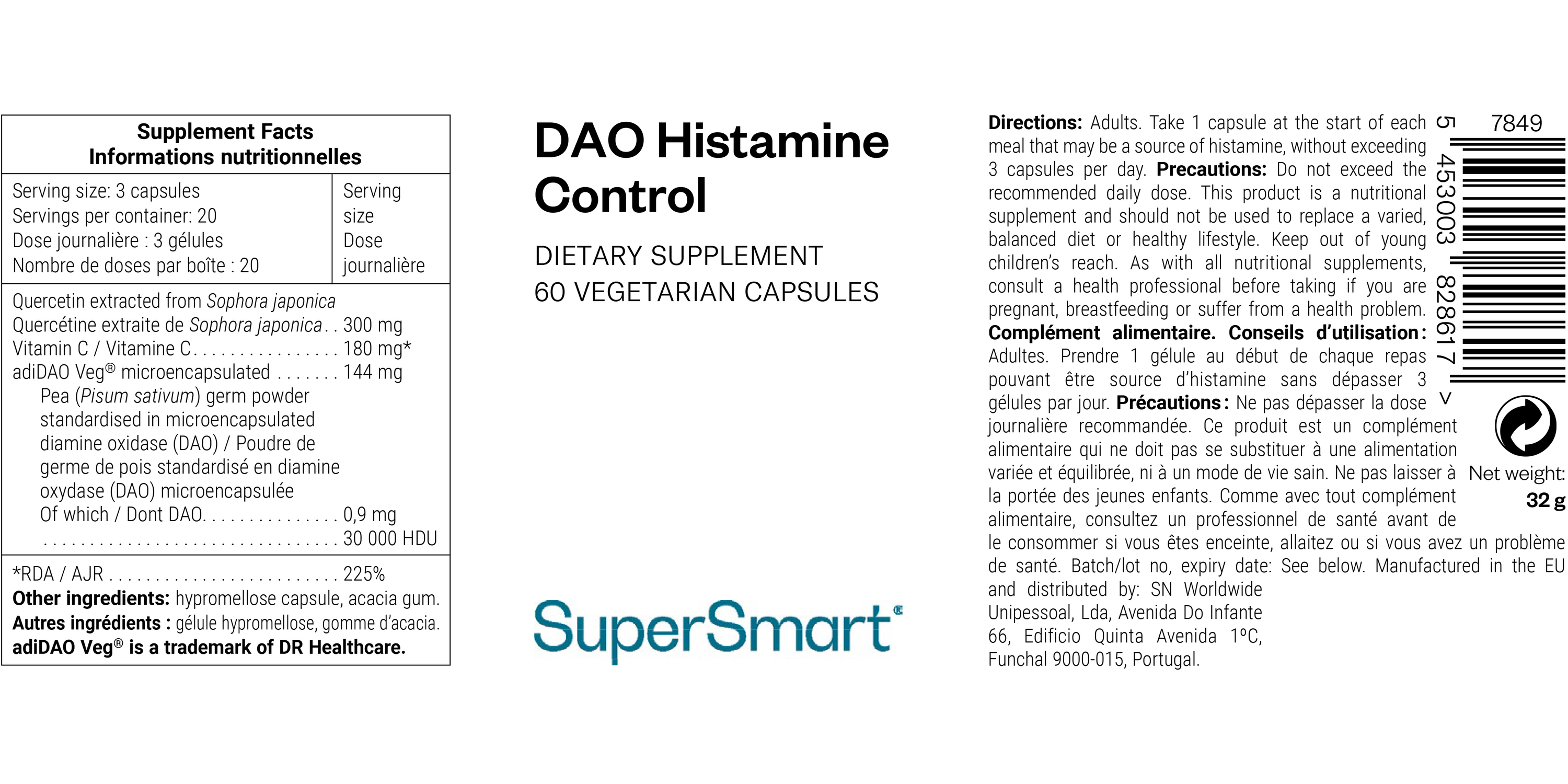 Suplemento de DAO para ayudar a apoyar el metabolismo de la histamina.*