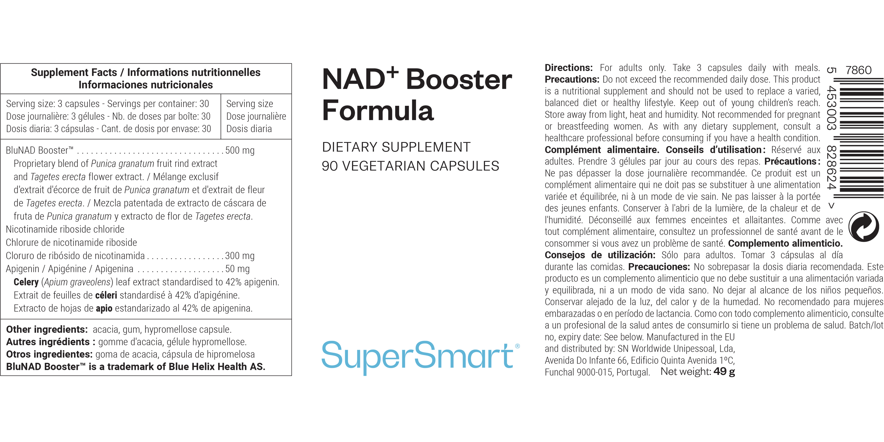 Complemento alimenticio NAD+ Booster Formula