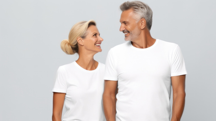 Couple taking anti-aging proteins